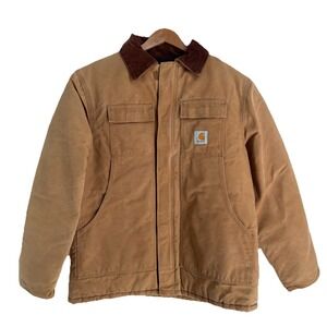 Carhartt USA Union Made Quilt Lined Brown Chore Jacket Coat Mens 46 Reg Vintage